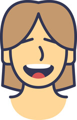 Cartoon face with a big smile, representing joy and laughter.