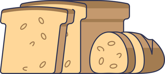 Illustration of sliced multigrain bread, symbolizing health and nutrition.