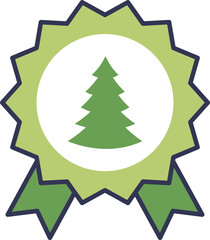Obraz premium Green badge with a tree symbolizes eco-friendliness and environmental achievement.