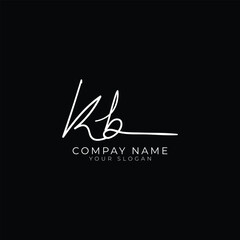 KB initial letter signature style handwritten logo design template