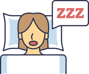 Illustration of a person sleeping with a speech bubble showing 'ZZZ', symbolizing restful sleep.