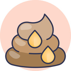 Illustration of stool with water droplets, symbolizing diarrhea or loose stools.