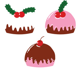 pudding Flat Art Illustration for Christmas Day