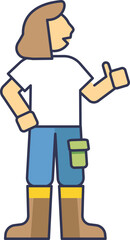 Cartoon volunteer giving thumbs up, symbolizing approval and support.