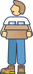 Obraz premium Illustration of a volunteer holding a box, symbolizing community service and aid.