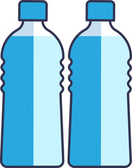 Two blue water bottles symbolize hydration and sustainability.