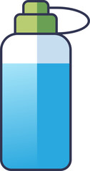 Illustration of a water bottle with a green cap, symbolizing hydration and portability.
