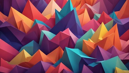 Obraz premium Colorful Geometric Abstract Design with Polygon Shapes and Crystal-like Elements