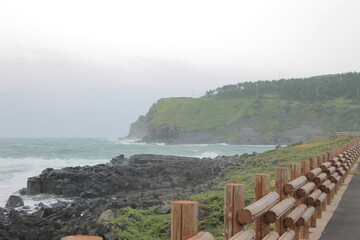 비오는 제주도의 둘레길