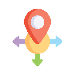 Location icon with arrows, symbolizing direction and navigation