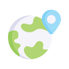 Globe with a location pin, symbolizing international reach