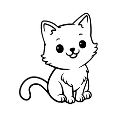 fun cartoon character of cat isolated drawing coloring line art style sketch classic vintage design illustration