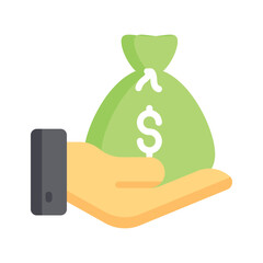 A hand holding a bag of money, symbolizing financial reward