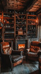 Cozy Lounge with Comfortable Armchairs and Fireplace