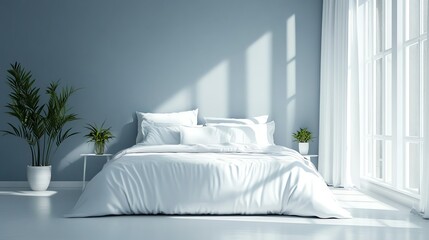 Modern bedroom with a serene atmosphere