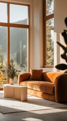 Obraz premium Contemporary Living Room with Statement Sofa and Light