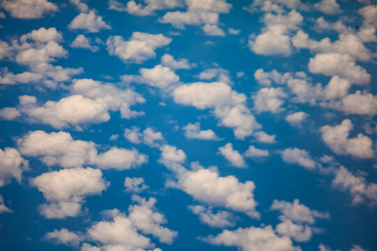 Aerial photo of clouds from an airliner over the  Pacific Ocean.