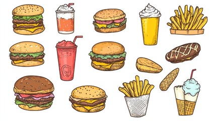 Delicious Fast Food: Burgers, Fries, and Shakes - Perfect for a Quick Meal!