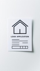 Loan application form with house icon on a white isolated background.