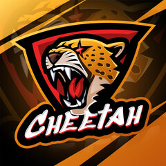 Cheetah head esport mascot logo design