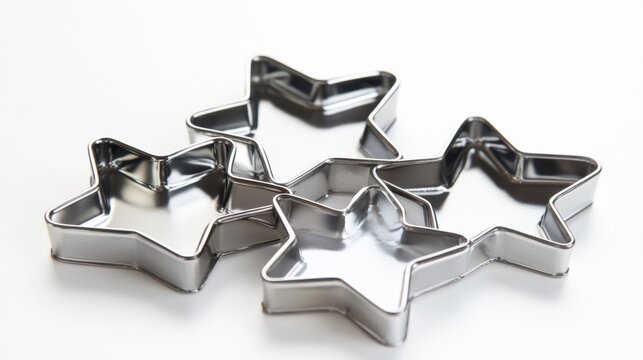 Shiny star shaped cookie cutters for baking and holiday crafts National Cookie Cutter Day