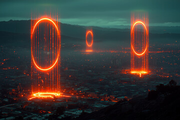 Fototapeta premium Vision of free energy powering urban landscape