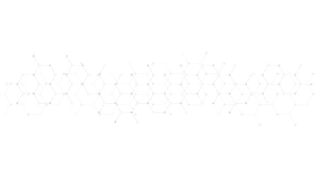 Hexagons pattern on white background. Genetic research, molecular structure. Chemical engineering. Concept of innovation technology. Used for design healthcare, science and medicine background