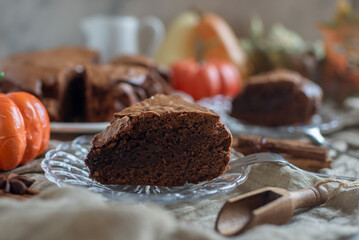 Chocolate covered pumpkin bundt cake