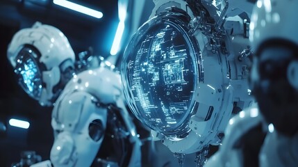 Fototapeta premium Futuristic Gravity Manipulation Research Lab with Advanced Holographic Displays and Levitation Systems