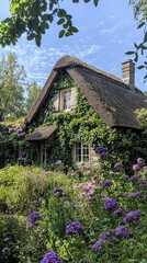 Charming Countryside Cottage Surrounded by Blooms