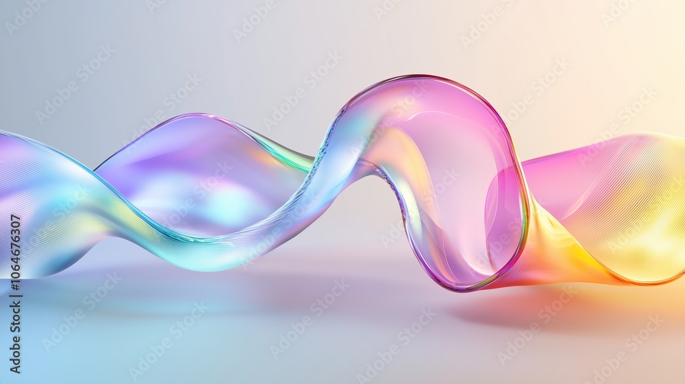 Poster colorful abstract wave design with a gradient effect on a light background showcasing fluid shapes a