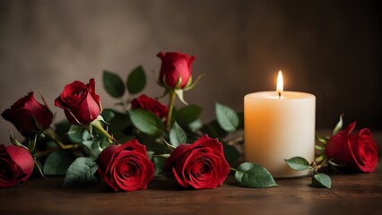 Fototapeta premium candle and rose