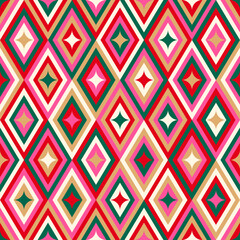 Rhombus and star seamless pattern design for christmas and new year celebration.