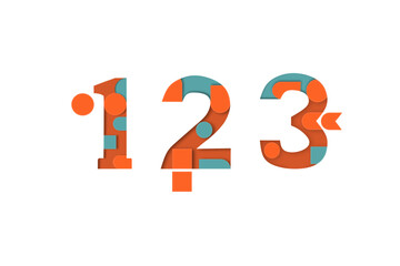 Set of vector number one two three geometric shapes