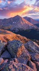 Obraz premium Majestic Mountain Sunrise with First Light