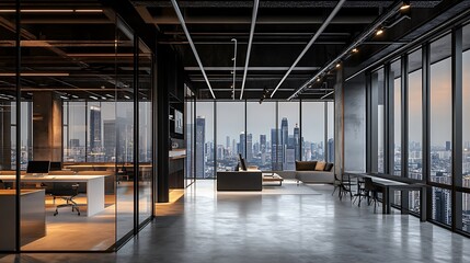 Modern Industrial Office with City View
