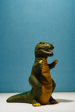 Close up of a toy dinosaur.
