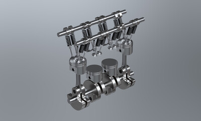 내연기관 엔진 블럭, 피스톤과 크랭크샤프트 Engine Block, Pistons and Crankshaft of Internal Combustion Engine
