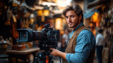 British filmmaker captures engaging documentary at historic site with focused expression