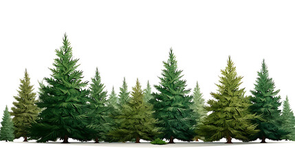 Obraz premium Watercolor coniferous forest, Christmas tree hand drawn illustration for holiday cards, greeting cards. Christmas spruce and pine tree illustration