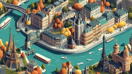 Parisian Cityscape with the Eiffel Tower