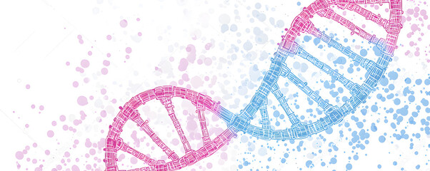 Colorful DNA structure with abstract background