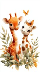 Fototapeta premium Charming Pastel Jungle Scene with Playful Animals