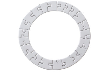 White puzzle frame on a transparent background for creative design uses.