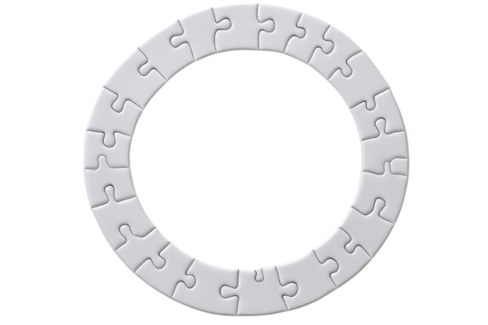 White puzzle frame on a transparent background for creative design uses. - Powered by Adobe