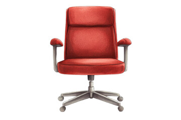 Fototapeta premium Red swivel office chair on white isolated background.