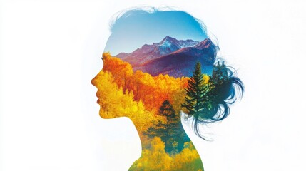 Silhouette, nature blend, colorful landscape