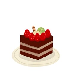 cake whipcream with straberry kiwi  for printing, fabric, baking, icon, design source