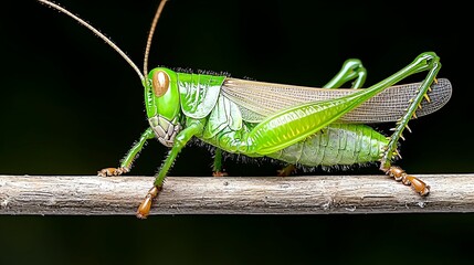 Fototapeta premium Isolated Vibrant Green Grasshopper on White Background