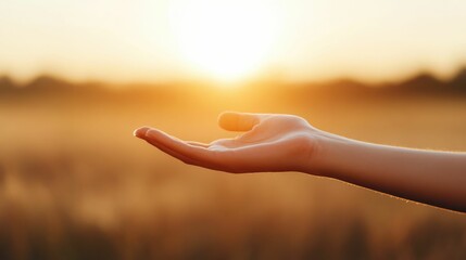 Closeup shot of a person s hand squeezing out vitamin infused sunblock or sunscreen with soft warm sun rays beautifully illuminating the scene and creating a natural glowing effect